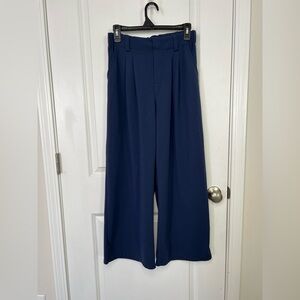 Halara Flex High Waisted Wide Leg Waffle Work Pants Women's Small Petite Navy